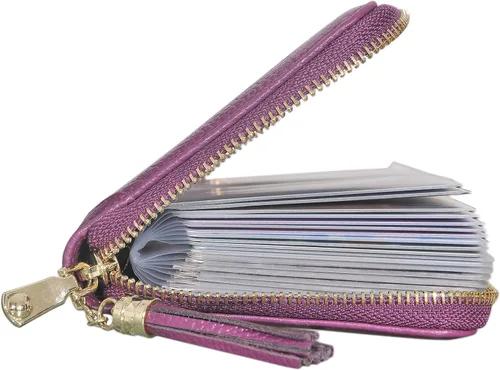 Miniatura 2 de Easyoulife - Billetera de piel con cierre y tarjetero para mujer, con bloqueo de interferencia de radiofrecuencia (RFID), Minimalista, M
