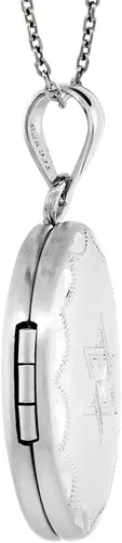 Miniatura 5 de Collar con medallón ovalado de estrella de David de plata de ley, 0.6in