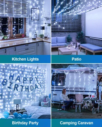 Miniatura 6 de 380 luces LED de Navidad de 125 pies, guirnalda de luces para exteriores, impermeables, temporizador y memoria, 8 modos regulables, para árbol