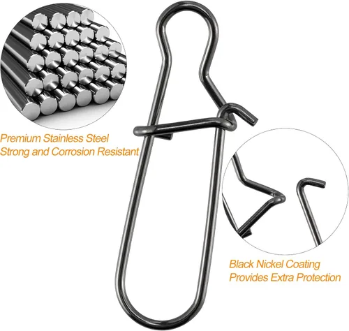 Miniatura 3 de Dr.Fish - Cerradura de doble cerradura para pesca con gancho para agua dulce y agua salada, de acero inoxidable sólido, cambio rápido