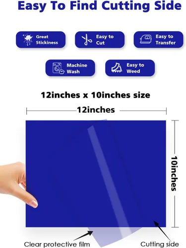 Miniatura 4 de Paquete de Vinilo de Transferencia de Calor Azul - Paquete de 16 de 12" x 10" Vinilo de Transferencia de Calor Azul para Camiseta, HTV Azul