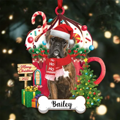 Miniatura 102 de Amantes de los perros de Navidad – Navidad de perros disponibles para muchos perros Shi Tzu – Adorno con forma personalizada, adorno de Navidad