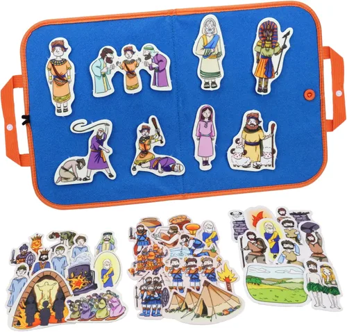 Miniatura 15 de CHEFAN Paquete de 4 Conjunto de Historias Bíblicas de Tablero de Fieltro, las Historias de Tablero de Franela Incluyen Adán y Eva, la Escalera