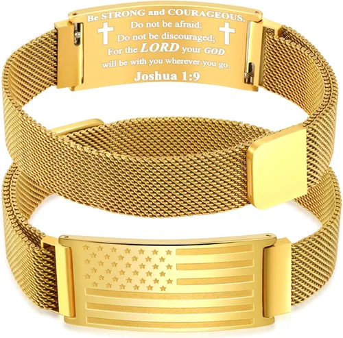 Miniatura 40 de DuoDiner Regalos de primera comunión, pulsera de cruz para niños y hombres, bandera estadounidense, versículo bíblico cristiano, regalos de joyería