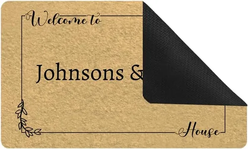 Miniatura 2 de Tapete para puerta de 23.6 x 15.7 pulgadas, tapete de bienvenida con nombre de la familia, tapete personalizado personalizado de bajo perfil