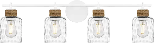Miniatura 11 de Quoizel Naturals Baltic - Luces modernas de tocador de 14.5 pulgadas, 2 luces, estilo costero, color negro mate y cristal de agua transparente