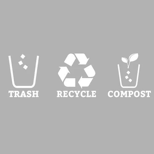 Miniatura 5 de Juego de 3 calcomanías de vinilo de reciclaje para basura, contenedor de compost, símbolo de cubo de reciclaje para organizar contenedores de basura