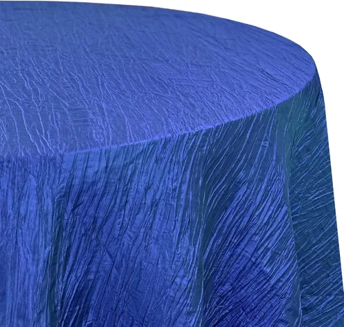 Miniatura 3 de YOUR CHAIR COVERS - Mantel redondo de 120 pulgadas de tafetán arrugado - Azul real, mantel brillante aplastado para mesa de comedor para boda