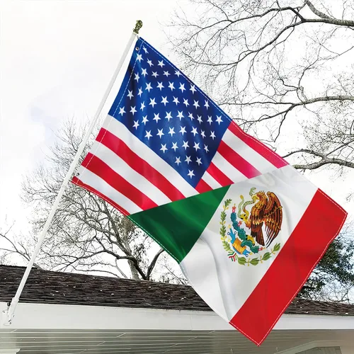 Miniatura 2 de Bandera de la amistad de México, Estados Unidos, banderas amigables de 3 x 5 pies, banderas de jardín y banderas de jardín de 12 x 18 pulgadas