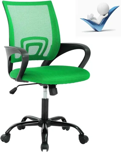 HDD Silla de oficina ergonómica de malla con respaldo medio con soporte lumbar, rosa, estilo moderno, silla de oficina, capacidad de 250 libras