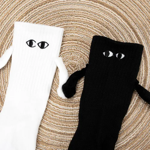 Miniatura 3 de 2 pares de divertidos calcetines magnéticos para parejas, calcetines de mano a mano, calcetines magnéticos de ojos grandes para amantes, amigos
