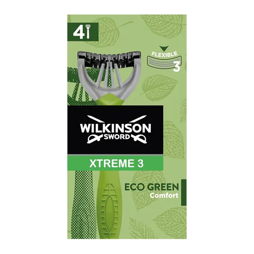 Wilkinson Sword Xtreme 3 Eco Green X 4 - Maquinilla de afeitar desechable para hombre ecológica y reciclable - 70 Gr 4027800175000