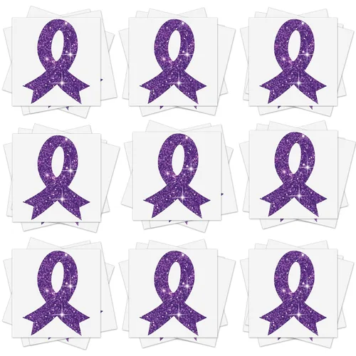 20 hojas de 240 piezas de cinta morada con brillantina, tatuajes de concienciación sobre violencia doméstica, tatuajes temporales, lupus,