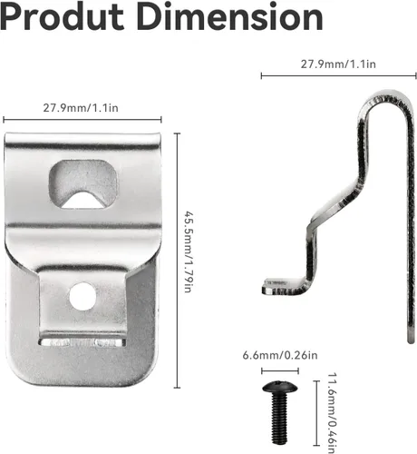 Miniatura 7 de Clips de cinturón para Dewalt, 6 piezas de clips para herramientas de perforación de acero inoxidable 304 con tornillos para Dewalt N268241 N086039