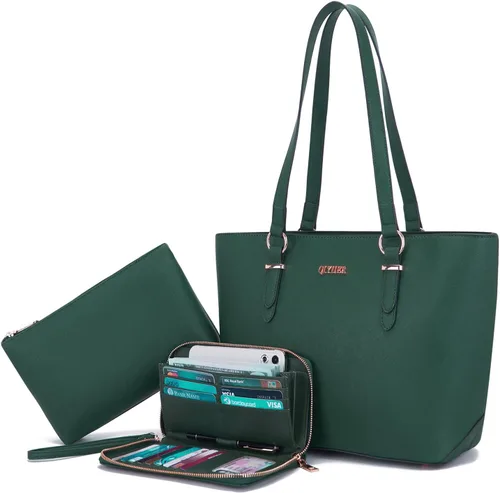 Miniatura 11 de Qiyuer - Juego de carteras y bolsos para mujer, bolso de trabajo, bolso de mano, bolso de hombro con asa superior, bolso con cartera a juego