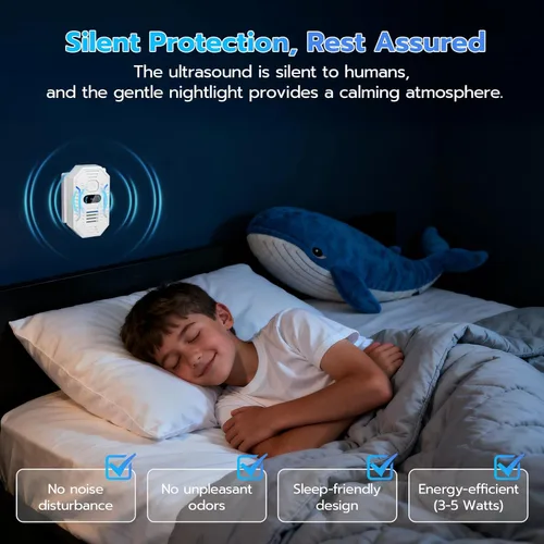 Miniatura 5 de Repelente ultrasónico de roedores para interiores y control de plagas, repelente ultrasónico de plagas para cucarachas, ratas, insectos, mosquitos