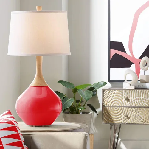 Miniatura 19 de Color + Plus Wexler 31" White Shade Mellow Coral Pink Table Lamp