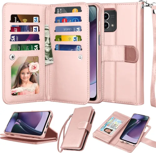 Miniatura 9 de Njjex Funda tipo cartera para Motorola Moto G Stylus 2023 5G, para Moto G Stylus 2023 5G, [9 ranuras para tarjetas] Funda de piel sintética