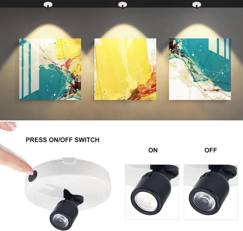 Miniatura 3 de HEAGEERO Focos inalámbricos, iluminación de acento con control remoto, luces de imagen de batería, luz de disco de palo, focos de pantalla giratoria