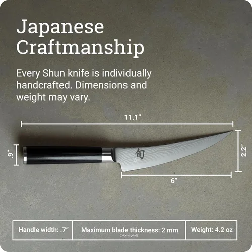 Miniatura 6 de Shun Cuchillo clásico para deshuesar y filetear de 6 pulgadas, se desliza fácilmente a través de carne y pescado, auténtico, hecho a mano, cuchillo