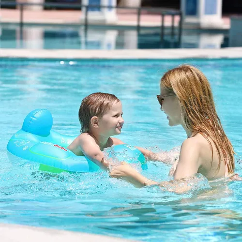 Miniatura 7 de Flotador inflable de piscina para bebé, asiento de piscina para niños de 2 a 4 años (azul, grande)
