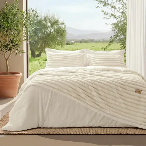 Miniatura 14 de Bedsure Gentlesoft™ Juego de edredón individual 2 en 1 y manta esponjosa desmontable, juego de ropa de cama beige para uso en todas las estaciones