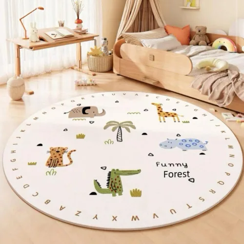 Miniatura 11 de Poowe Alfombra redonda con diseño de arco iris, colorida alfombra bohemia para niños, ultra suave, lavable, alfombra para habitación del cuarto