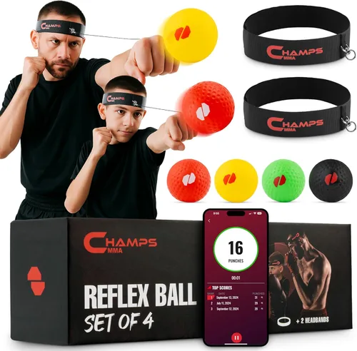 Miniatura 7 de Champs MMA Boxing Reflex Ball Set with Punch Counter App – Hand-Eye Coordination & Speed Training Kit