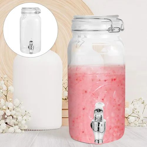 Miniatura 2 de Luxshiny Dispensador de bebidas con espita frigorífica botella de refrigerador dispensador de bebidas de vidrio con grifo dispensador de bebidas