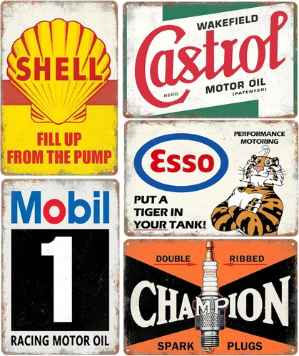Letreros de metal vintage para garaje, accesorios de cueva de hombre, carteles de automóvil viejo, aceite de motor, letrero de aceite de gas