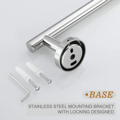 Miniatura 8 de USHOWER Barra de toalla cromada pulida, toallero de 18 pulgadas para montaje en pared de baño, varilla de toalla de acero inoxidable SUS304 Cromo