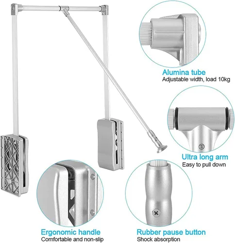 Miniatura 3 de LDIW Varillas extraíbles de aluminio para armario, sistema de almacenamiento para dormitorio, guardarropa, armario, guardarropa, plateado, 830 ~
