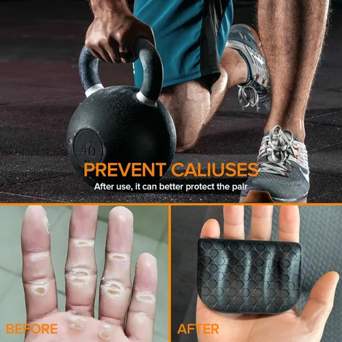 Miniatura 3 de FUNTOFUN Agarre de silicona antideslizante para gimnasio, almohadillas de goma para hombres y mujeres, guantes protectores ergonómicos de palma