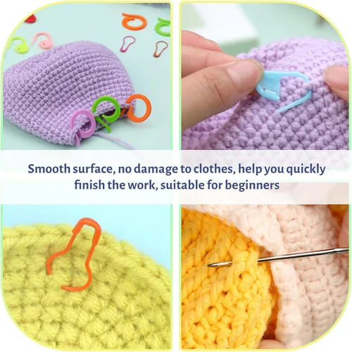 Miniatura 7 de Hssugi 326 marcadores de puntada, marcadores de punto de ganchillo con agujas de coser romas, marcador de costura para tejer con pines de bombilla