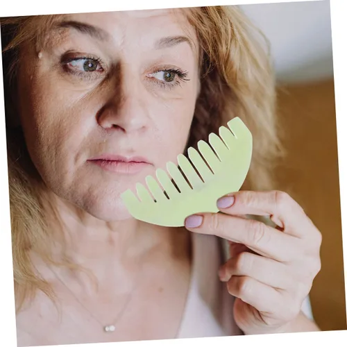Miniatura 3 de 2 unids peine raspador cuero cabelludo cabeza jade herramienta raspado piedra para el cabello verde peines masaje de mano relajarse tablero guasha
