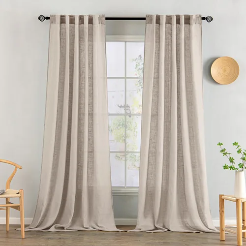 Miniatura 106 de MIULEE Cortinas de lino blanco de 108 pulgadas de largo para dormitorio, sala de estar, cortinas de ventana con textura de lino suave y grueso, Lino
