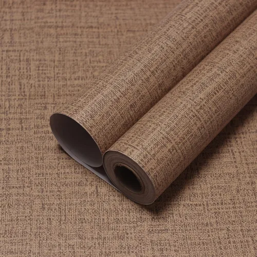 Papel tapiz adhesivo de lino sintético para armarios/encimeras extraíble, papel de pared autoadhesivo, tela de vinilo impermeable, color café