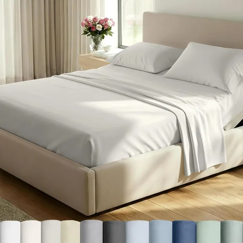 Miniatura 32 de California Design Den Sábanas de cama tamaño individual, sábanas suaves de 100% algodón con bolsillos profundos elásticos, 500 hilos satinados, 13