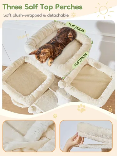 Miniatura 4 de Taoqimiao - Árbol para gatos de 76 pulgadas con postes para rascar, torre XXL para gatos grandes con tablero para rascar, hamaca extragrande
