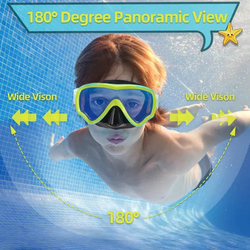 Miniatura 3 de Seago Gafas de natación para niños, máscara de buceo para jóvenes (5-15), antivaho 180° visión clara Azul(Mirrored Blue)
