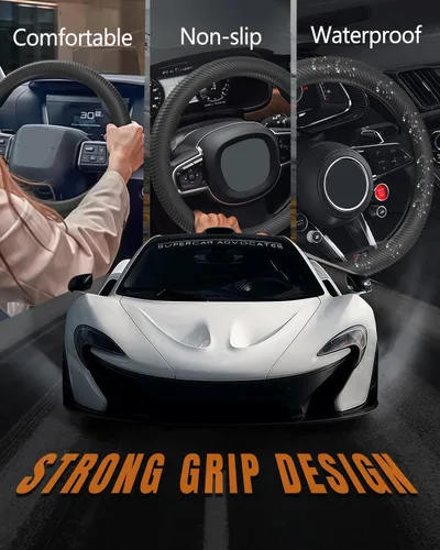Miniatura 3 de WOCOCN Funda para volante de automóvil, funda delgada de silicona antideslizante para hombres y mujeres, accesorios interiores universales