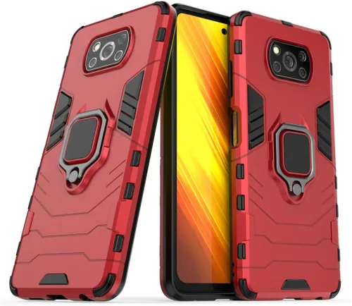 Miniatura 7 de Compatible con Xiaomi Poco X3, Mi Poco X3 NFC, soporte de agarre de anillo de metal, parachoques duro a prueba de golpes