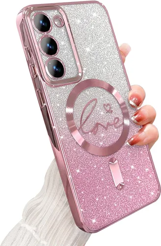Miniatura 289 de ZONRW - Funda para Samsung Galaxy S22 Ultra magnética, para mujeres y niñas, cubierta trasera suave, lujosa, con corazón de amor, bling, degradado
