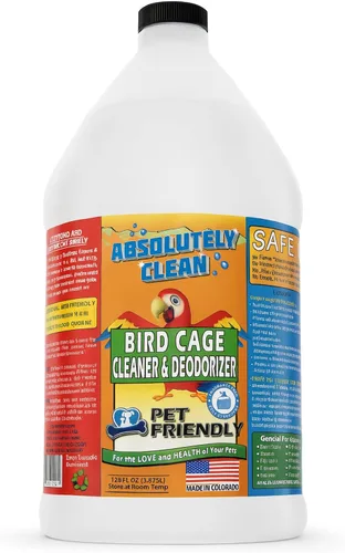 Limpiador y desodorante para jaula de pájaros Absolutely Clean Asombroso - Solo rocíe/limpie - Elimina de manera segura y fácil los desordenes de
