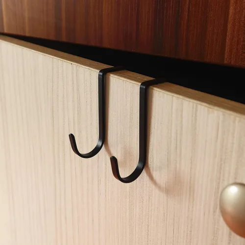 Miniatura 7 de Gancho multiusos para colocar sobre el gabinete, paquete de 5, acero inoxidable, doble gancho para cajón de armario, valla, cocina y baño