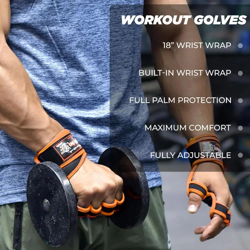 Miniatura 4 de ESTREMO Guantes de entrenamiento para hombres y mujeres, guantes de gimnasio para levantamiento de pesas para hombres con excelente agarre y soporte