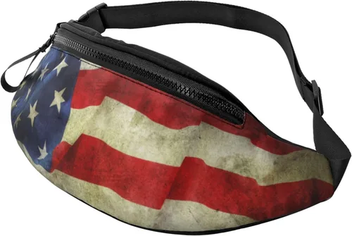 Miniatura 18 de Cangurera de camuflaje con diseño de bandera estadounidense de camuflaje para hombres y mujeres, correa ajustable para viajes, senderismo, ciclismo