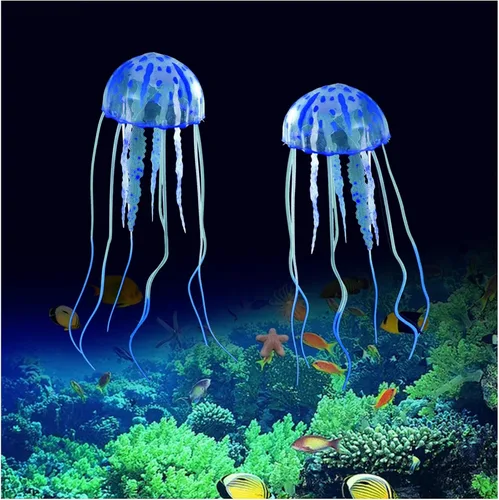 Miniatura 7 de WishLotus 2 decoraciones de medusas para pecera, adorno de plantas de medusas de simulación, decoraciones brillantes de medusas, decoraciones