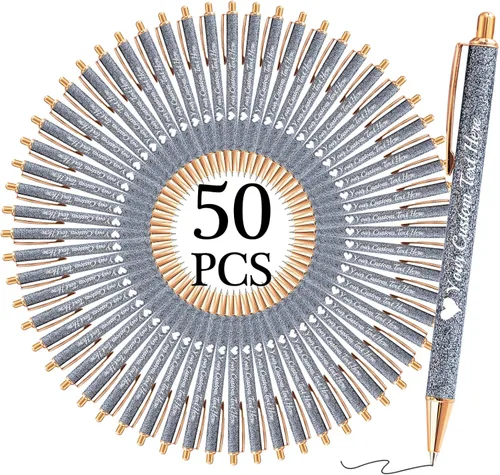 Miniatura 8 de Bolígrafos con purpurina personalizados con nombre, bolígrafos bonitos y bonitos personalizados, bolígrafos retráctiles de tinta negra, suministros