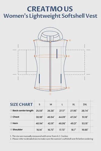 Miniatura 7 de CREATMO US Chaleco ligero de Softshell para mujer, chaqueta sin mangas cortavientos con capucha extraíble